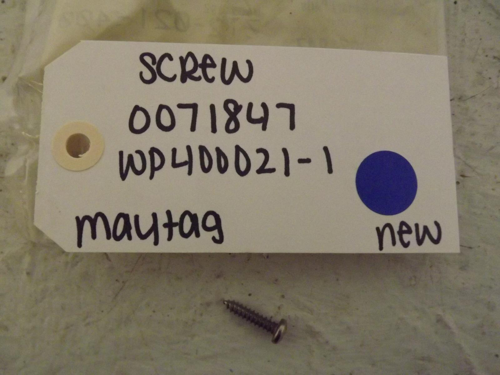 Maytag Refrigerator 0071847 WP400021-1 Screw New Maytag Refrigerator 0071847 WP400021-1 Screw New